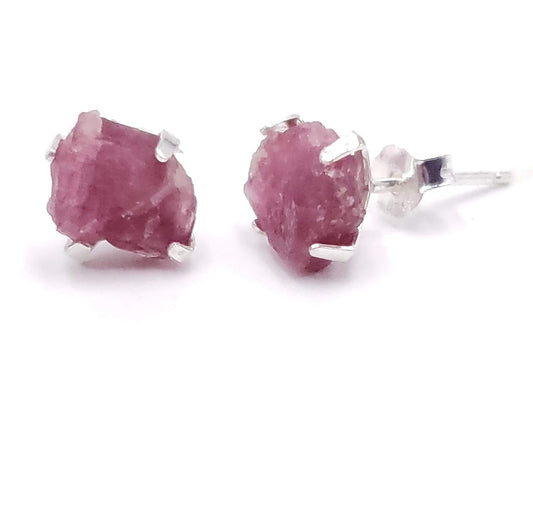 Raw Natural Gemstone Stud Earrings for Unique Birthstone Gifts