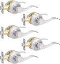 5 Pack Passage Door Handle Brushed Nickel Keyless Lever - Wave Style