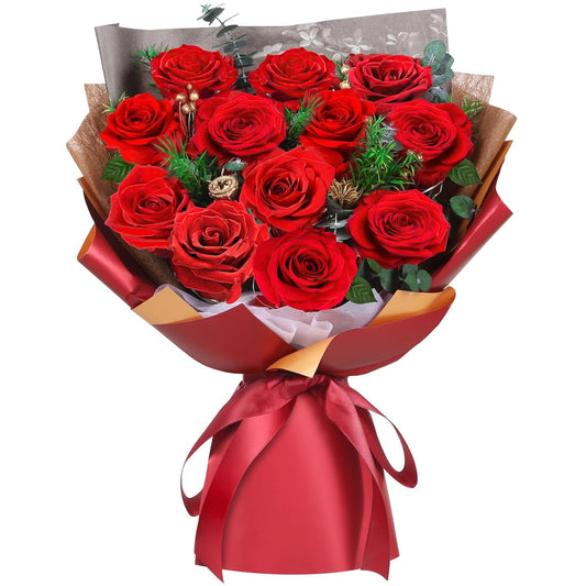 ADDWel Preserved Red Rose Bouquet for Eternal Love Gifts