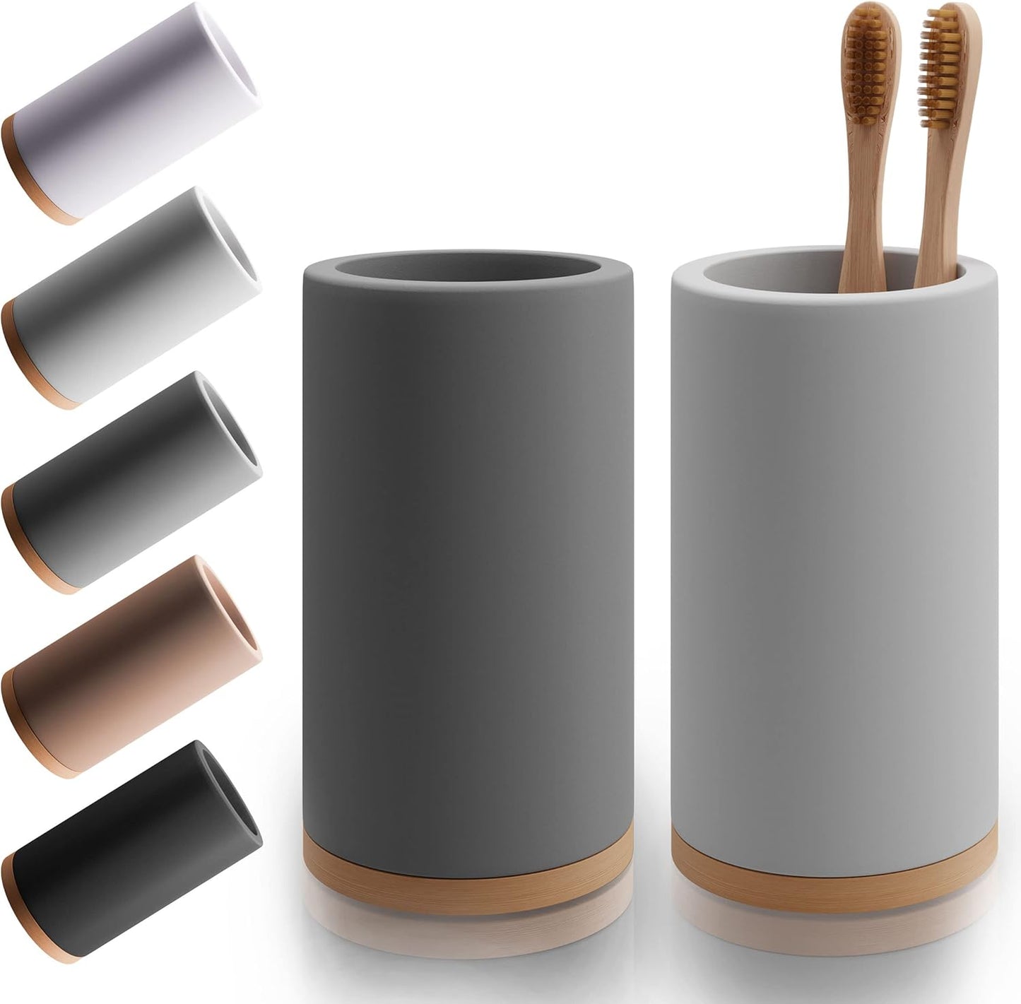 Matani Bamboo Toothbrush Holder - Elegant Diatomite Organizer