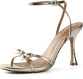 Women's Bow Heels 4 in Stiletto Sandals - Round Open Toe Elegant