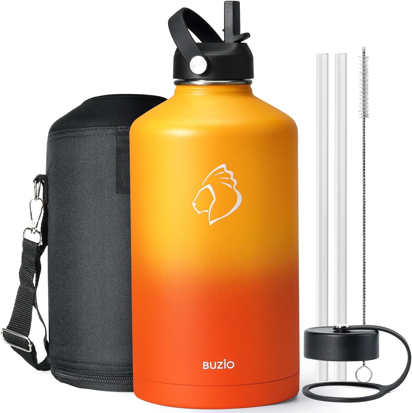 BUZIO 128oz Gallon Water Bottle with Insulated Design and Sleeve
