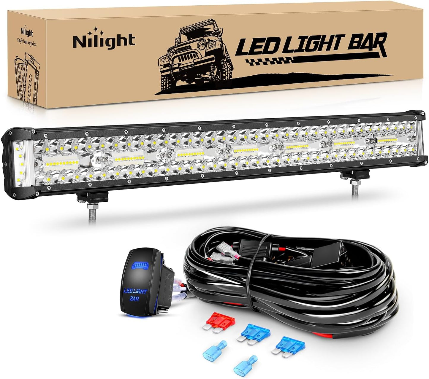 Nilight Side Shooter LED Light Bar 20 Inch for Off-Road Use