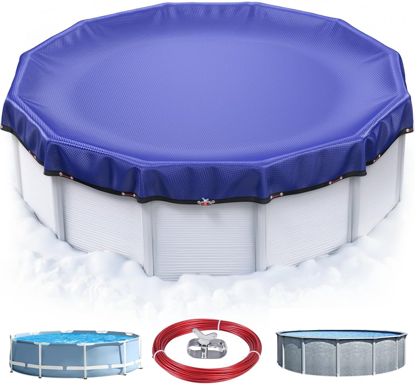 UIRWAY 24FT Winter Pool Cover - Heavy Duty & Tear-Resistant