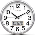Wall Clock 16 in Non-Ticking Silent Quartz with LCD Calendar - Modern