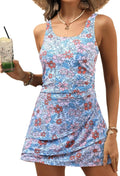 Women One Piece Swimdress with Ruffled Mesh Skirt - Tummy Control