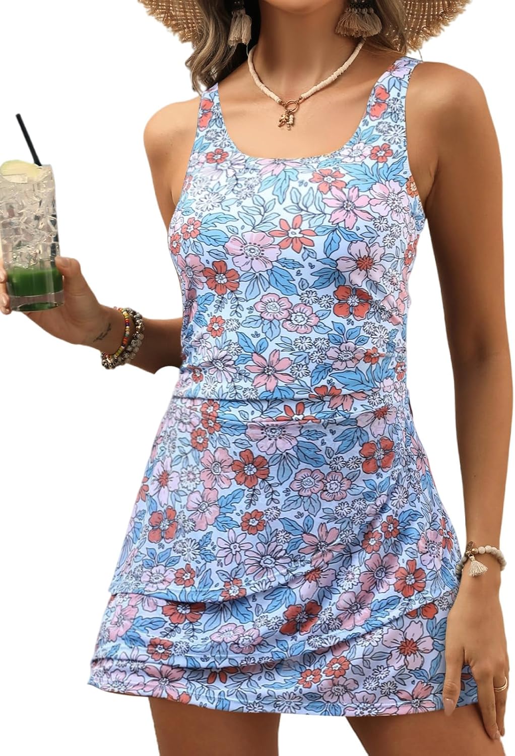 VIMPUNEC Women One Piece Swim Dress for Tummy Control Style