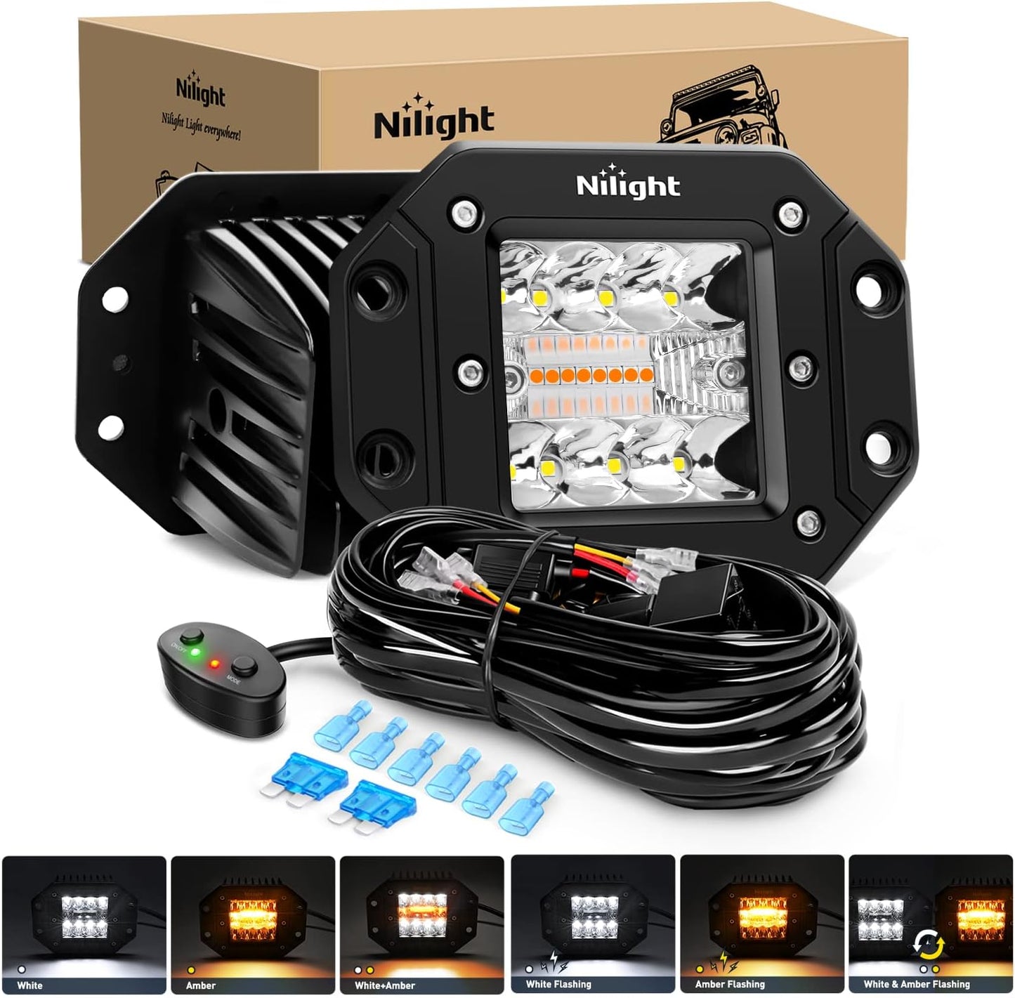 Nilight 42W Light Pods with 6 Modes for Off-Road Vehicles