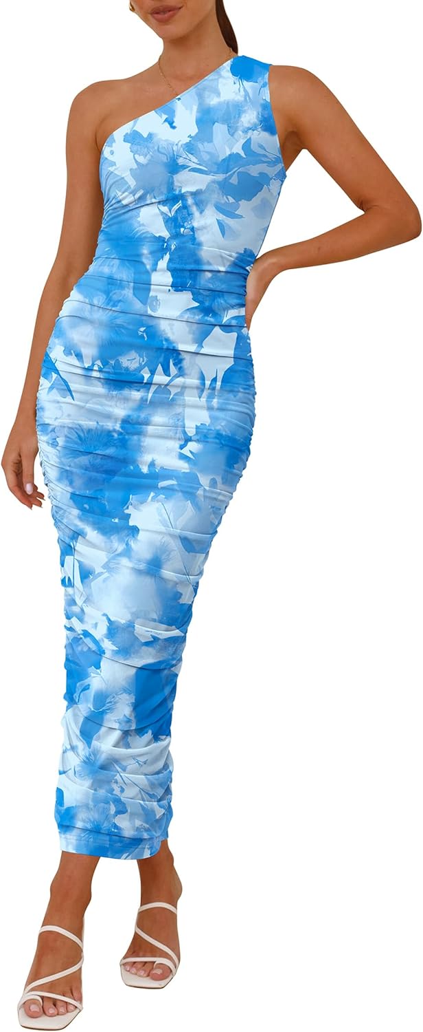 One Shoulder Bodycon Dress for Women - Floral Summer Style