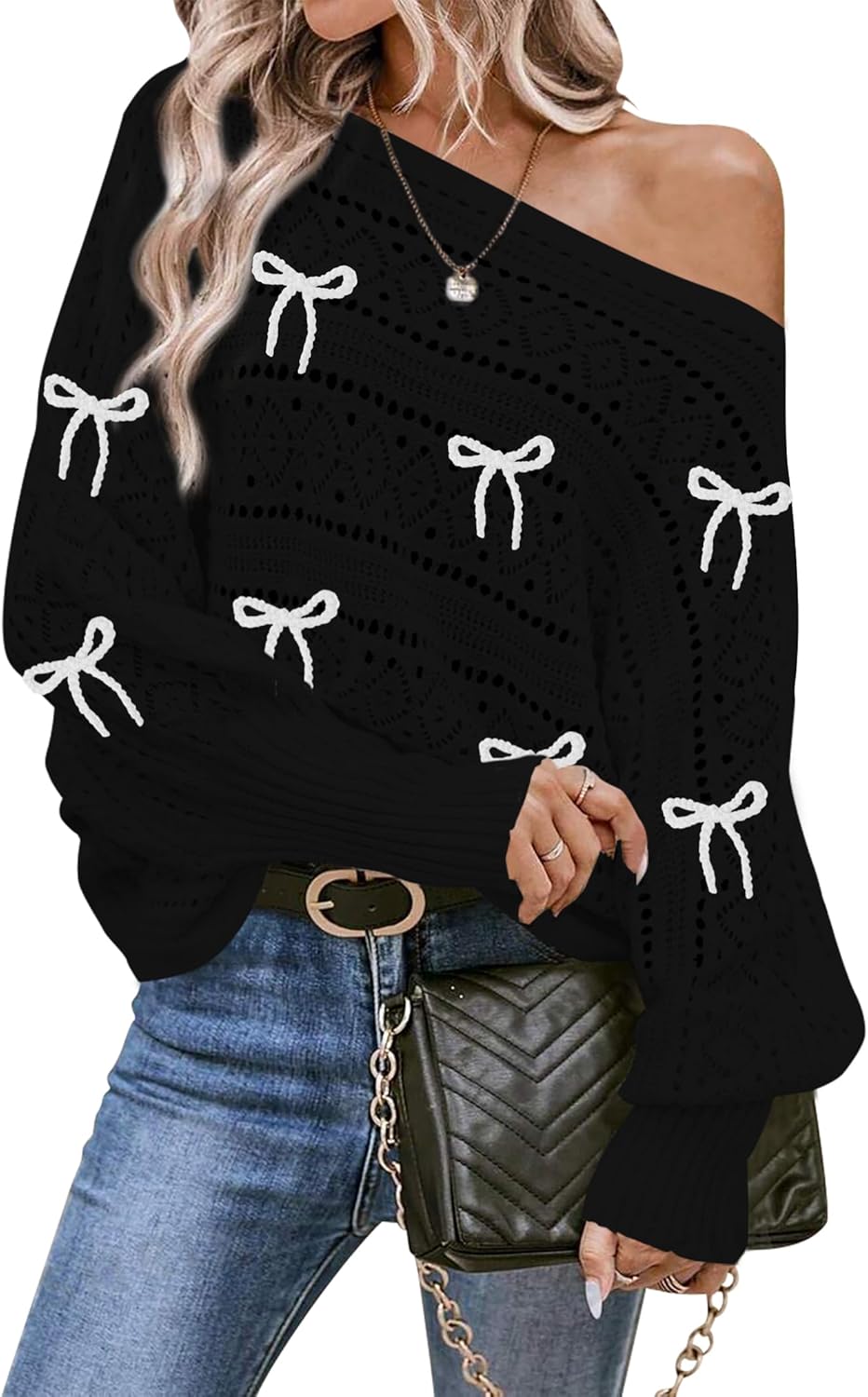 Cakulo Womens Off Shoulder Sweater Top for Fall Fashion 2025