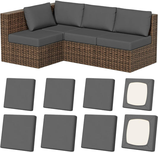 8Pcs Stretch Patio Cushion Covers for Outdoor Furniture Use