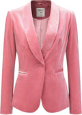 Velvet Blazer Shawl Collar 1 Button Office Coat - Dressy Everyday