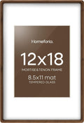 Homeforia 12 x 18 Picture Frame Brown Wood matted to 8.5 x 11