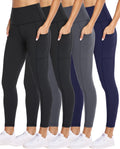 NexiEpoch 4 Pack Women's High Waisted Leggings with Pockets - Tummy