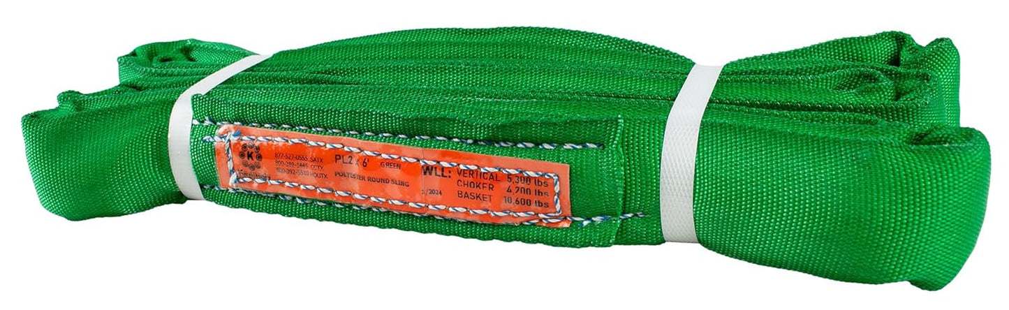 Power Lift PL2x6ft Green Polyester Round Sling - 5,300 lbs Capacity