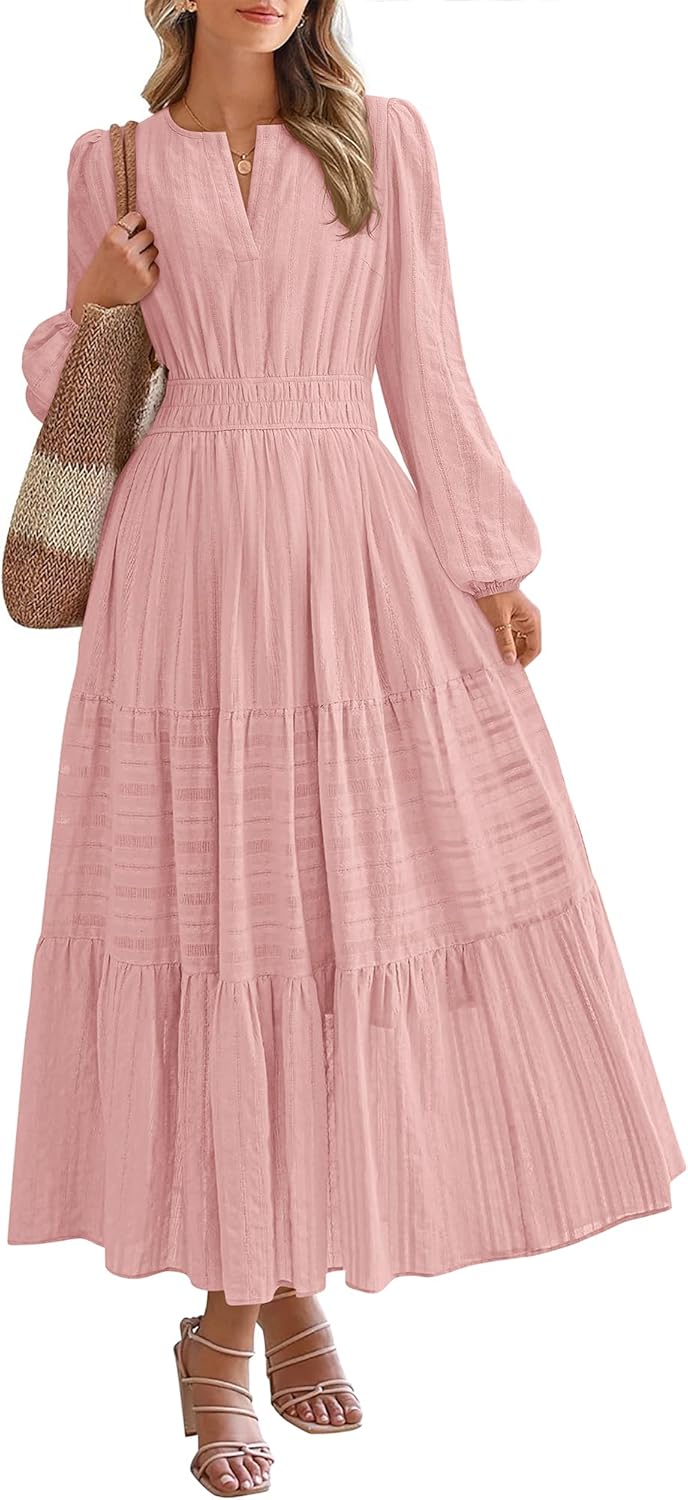 BTFBM Fall Dresses for Women 2025 Casual Long Sleeve Maxi