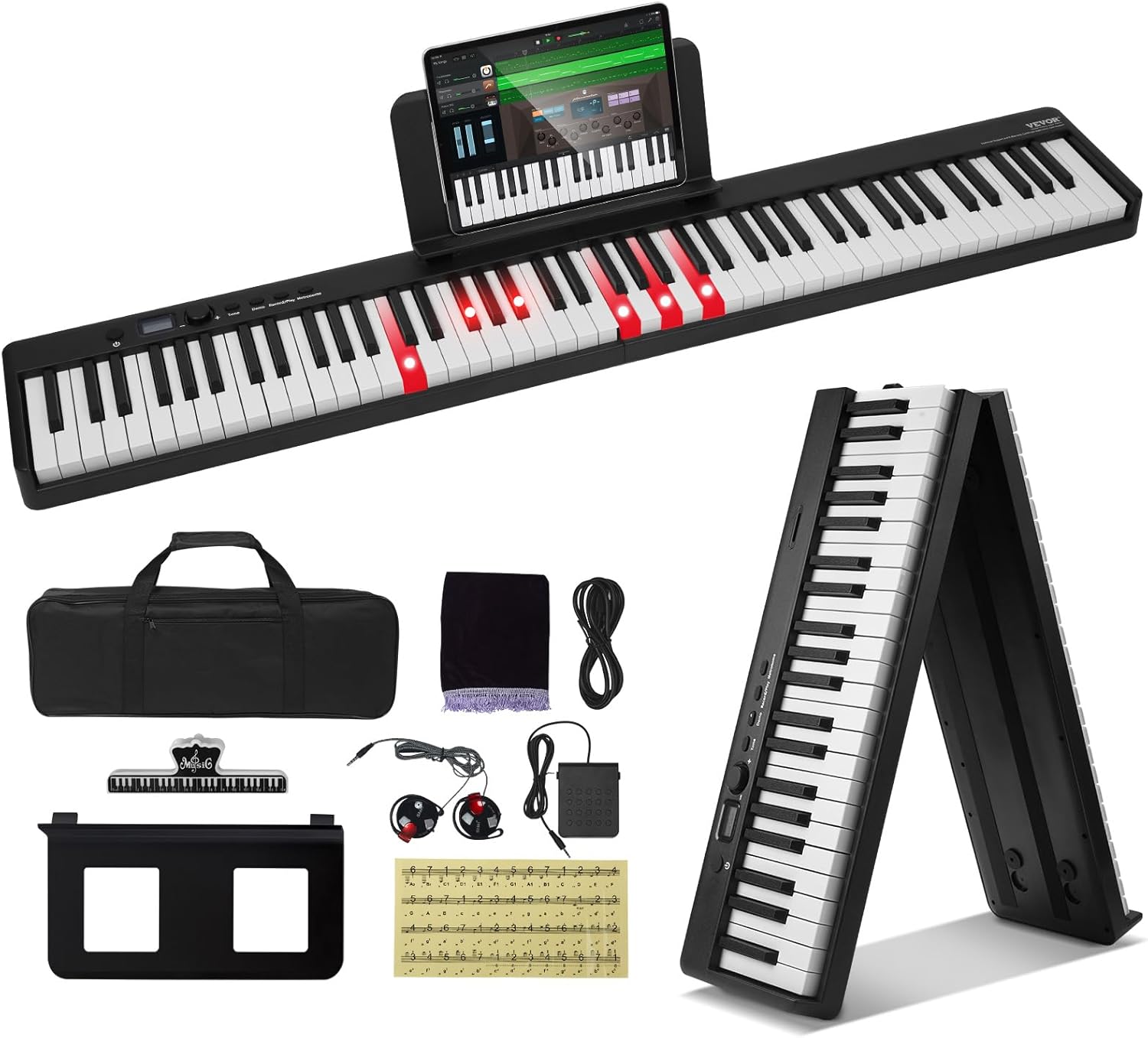 Portable Bluetooth Digital Piano for Beginners - VEVOR
