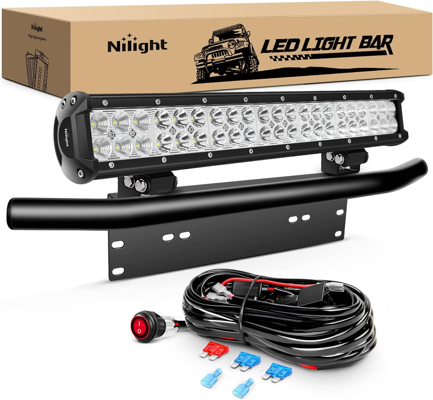 Nilight 20Inch 126W LED Light Bar for Trucks and SUVs