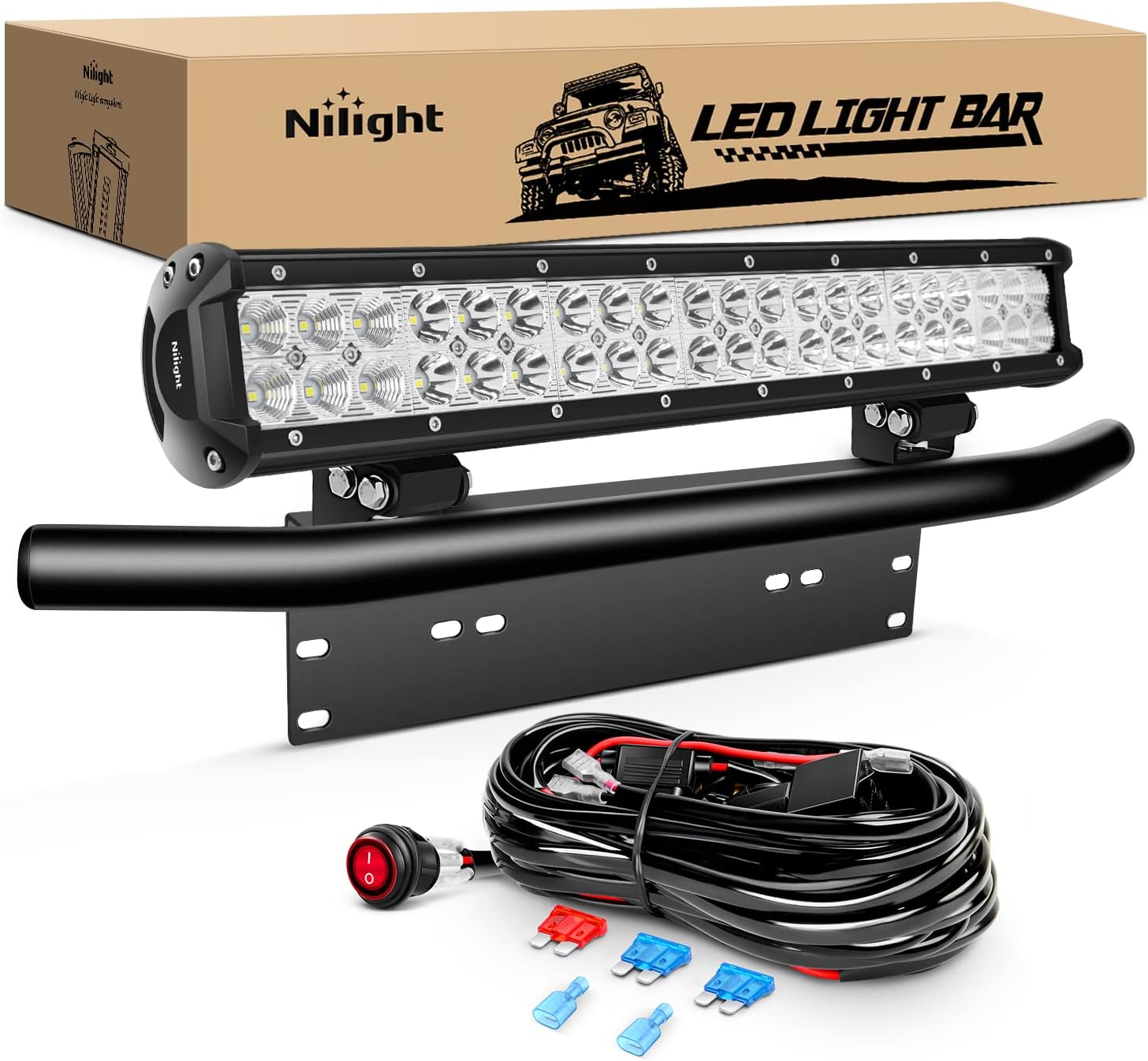 Nilight 20Inch 126W LED Light Bar for Trucks and SUVs