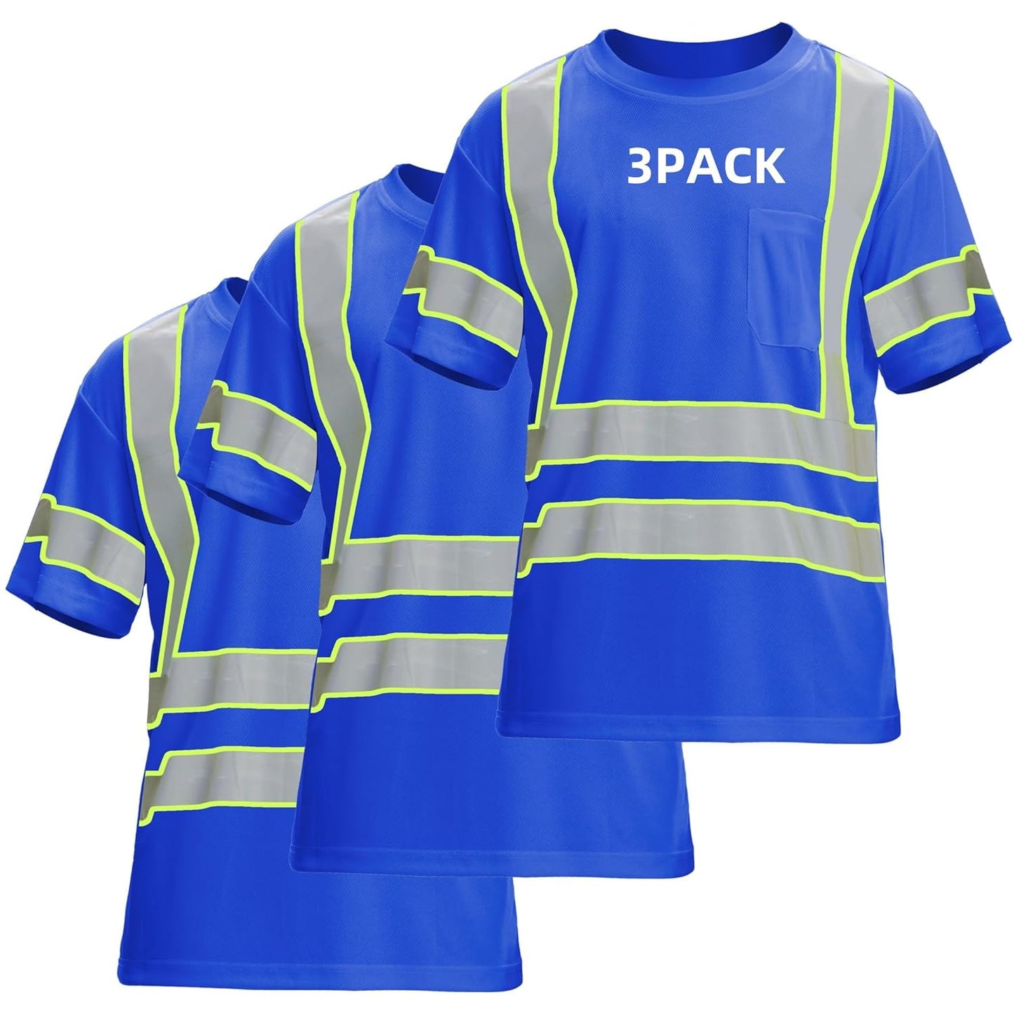 High Visibility Shirts for Men - 3PACK Reflective Safety T Shirts