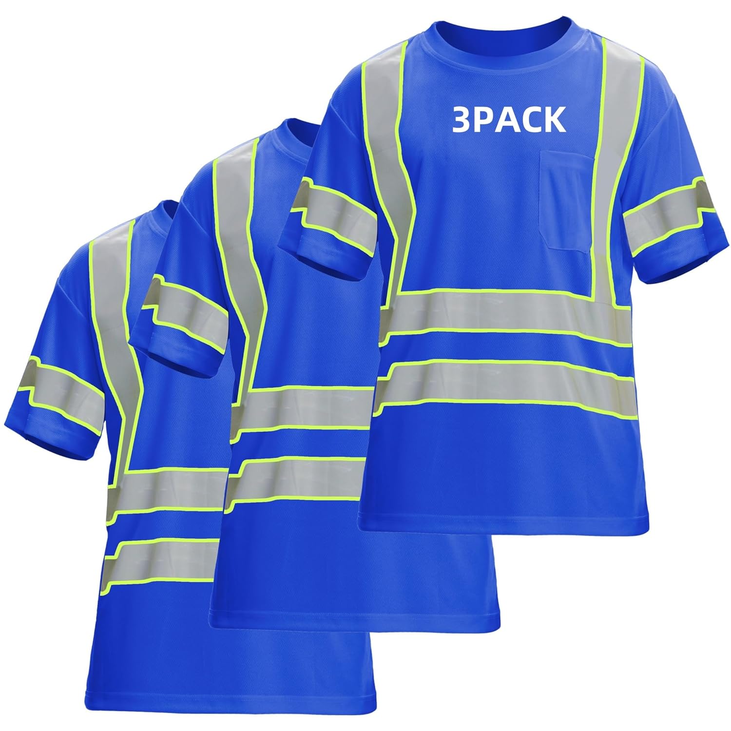 High Visibility Shirts for Men - 3PACK Reflective Safety T Shirts