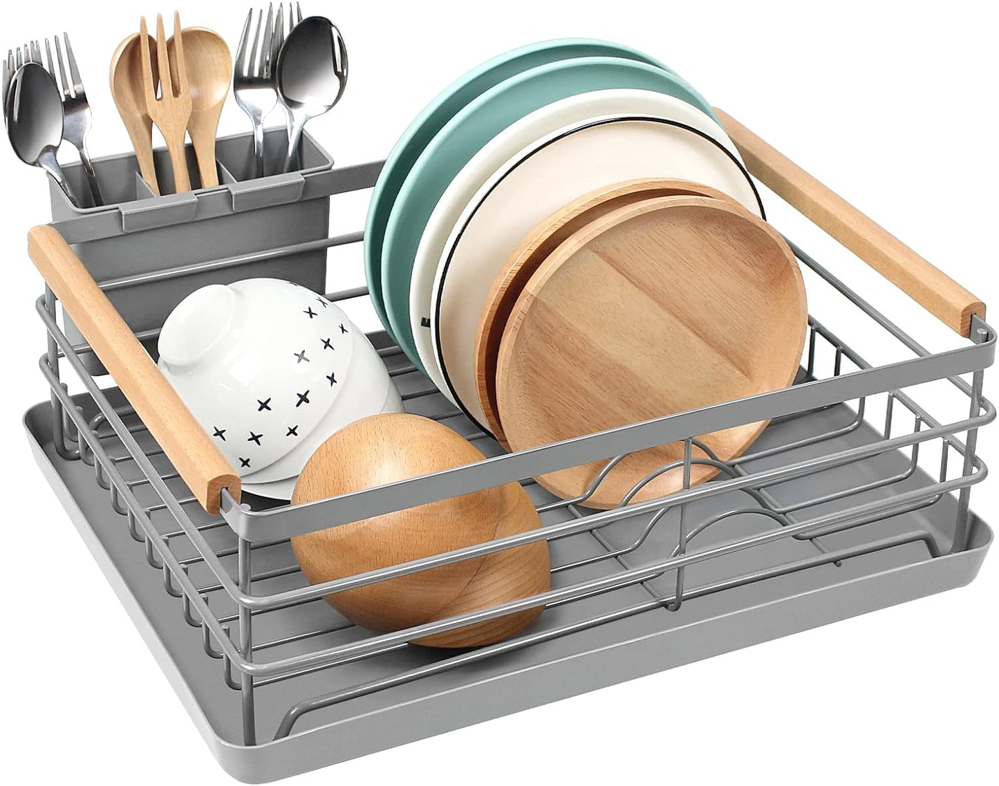 Stainless Steel Dish Drying Rack with Removable Cutlery Holder