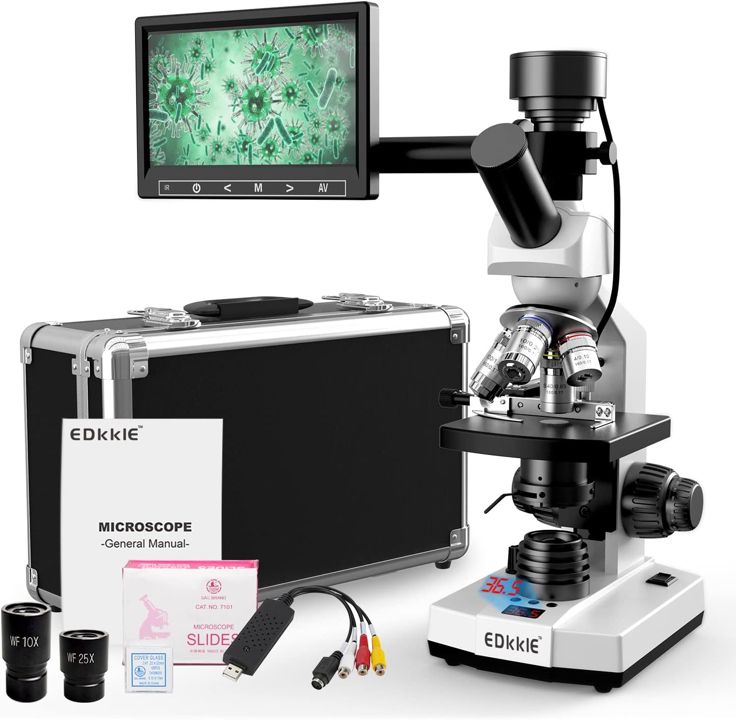 Lab Compound Monocular Microscope with 2500X Magnification