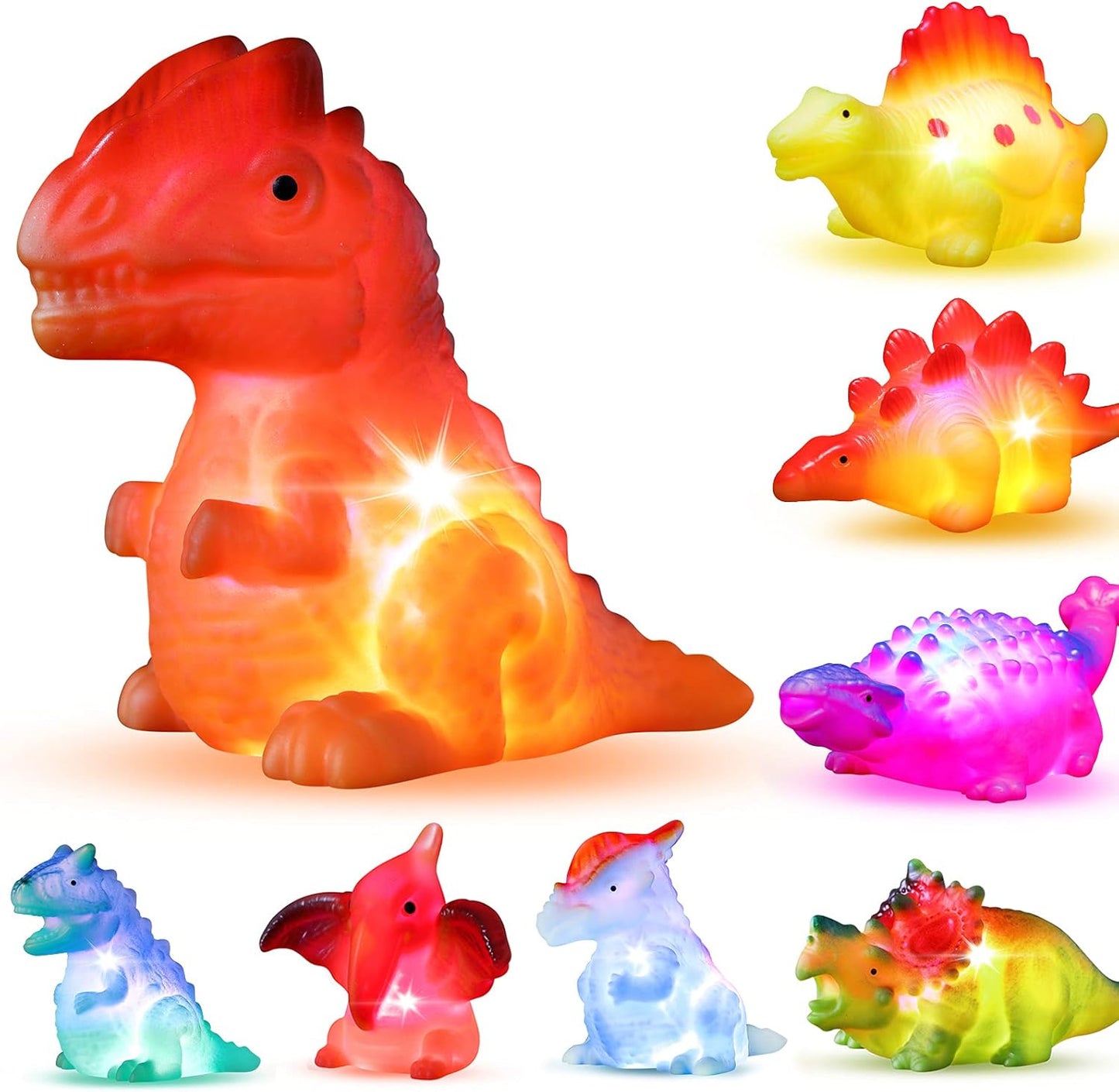 Flashing Dino Bath Toy Set - Fun LED Lights in Water!