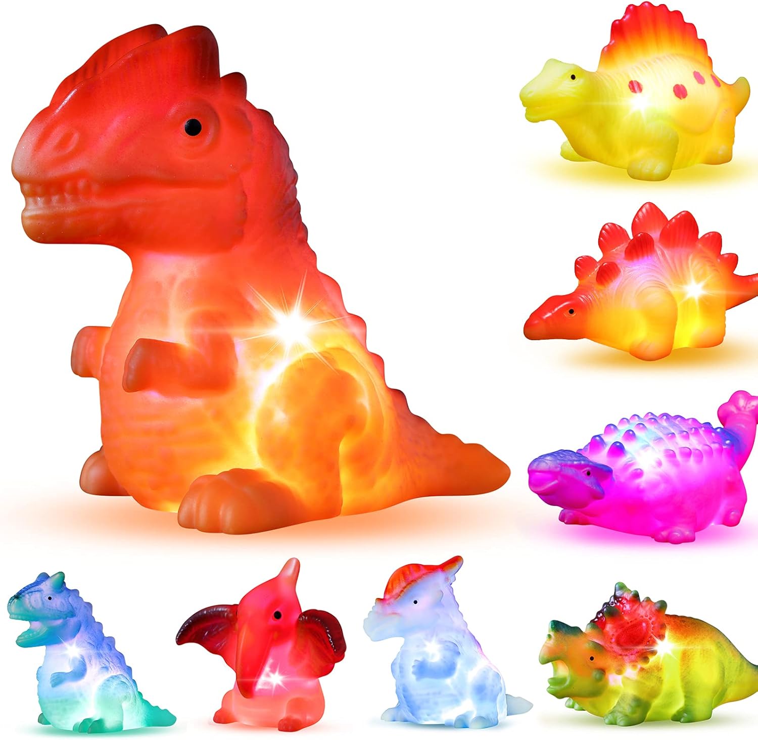 Flashing Dino Bath Toy Set - Fun LED Lights in Water!