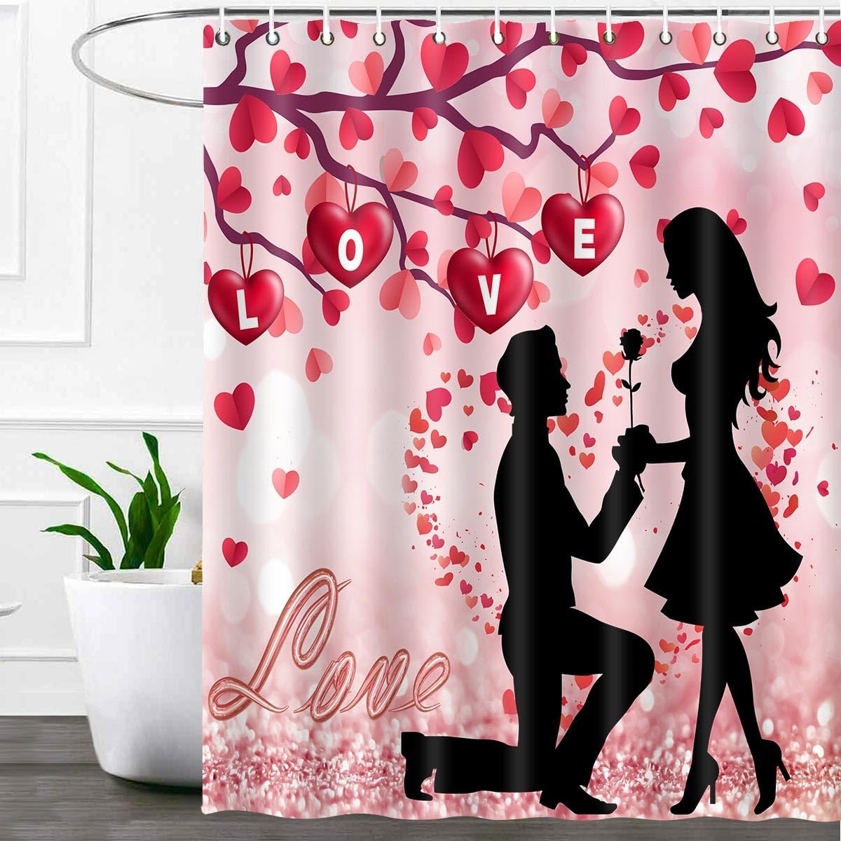 Romantic Love Tree Shower Curtain Set