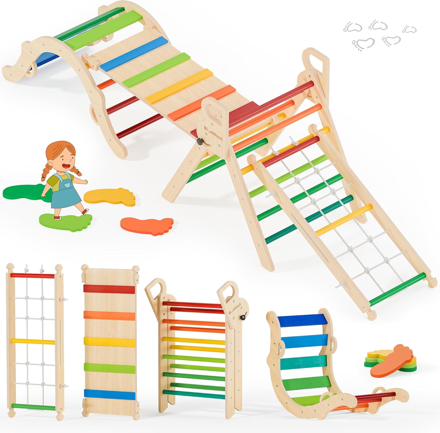 Pikler Triangle Set for Toddlers - 10-in-1 Climbing Fun