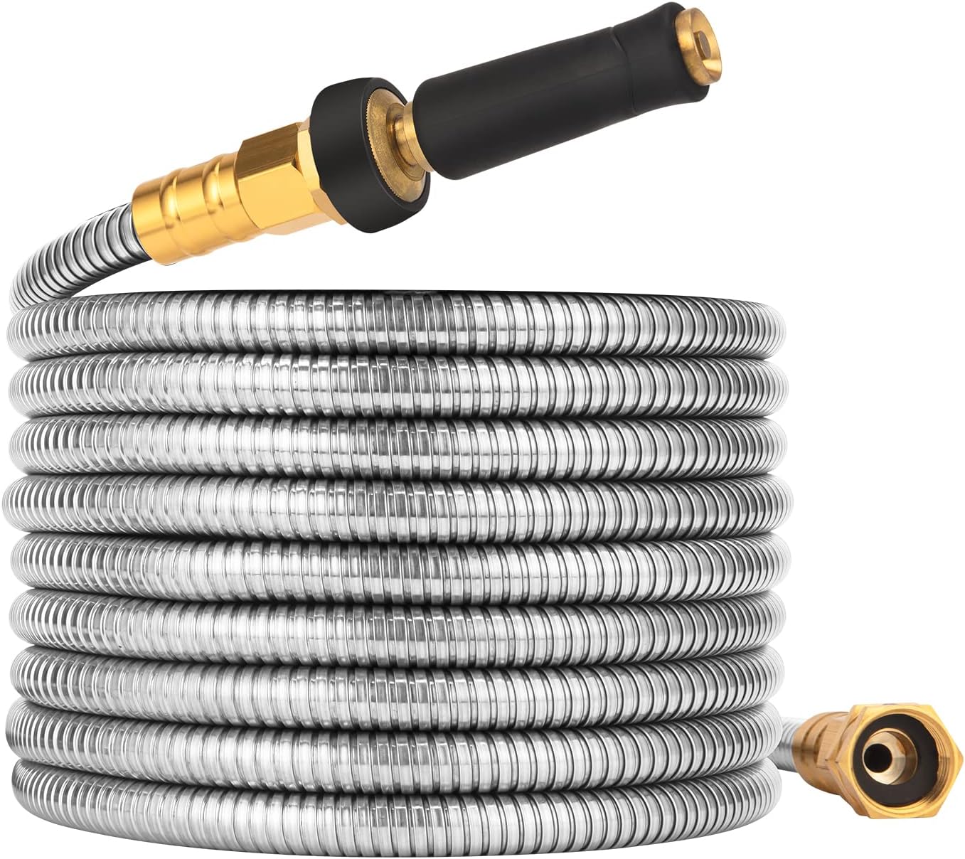 Durable Metal Garden Hose 25 FT - Flexible and Lightweight Design