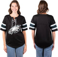 Ultra Game Women's NFL Lace Up Tee Shirt Penalty Box - Lace Neck