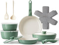 Redchef 16pcs Ceramic Pots and Pans Set Non Stick - Space Saving, Oven