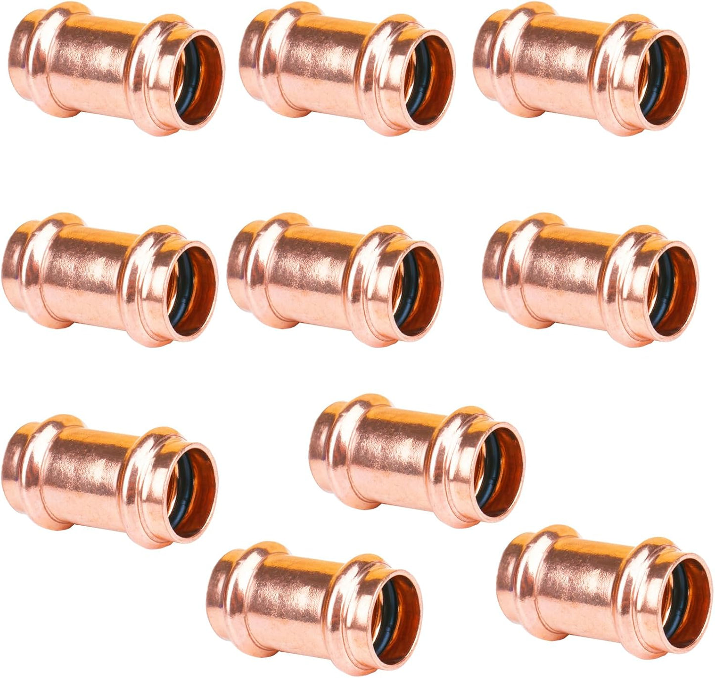 3/4 Inch Copper Press Fittings for Plumbing by WHK - 10 Pack