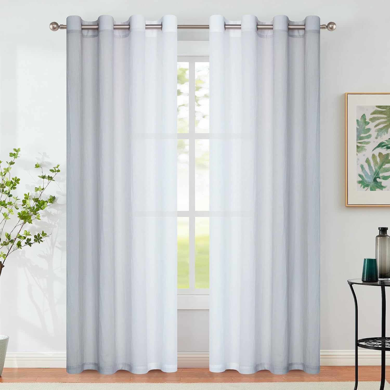 Grey Ombre Sheer Curtains for Living Room and Bedroom Decor