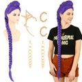 47 in Purple Braided Anime Wig - Long Heat Resistant Pigtails