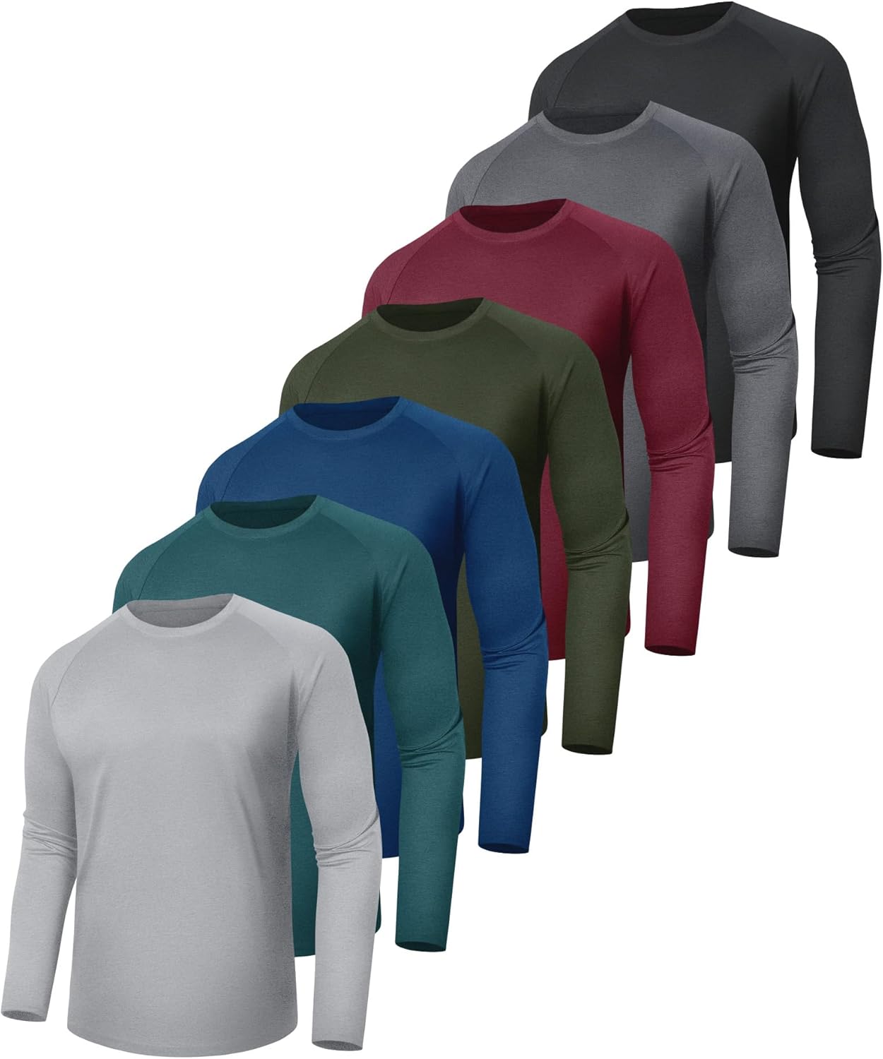 7 Pack Long Sleeve Shirts for Men - Quick Dry UV Protection