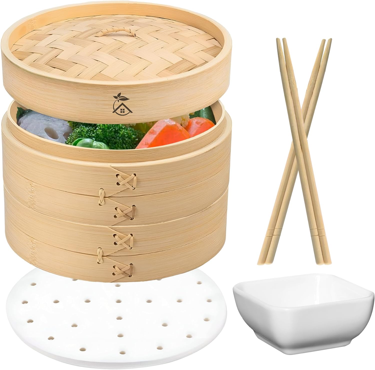 K.Christine Two-Tier Bamboo Steamer Set