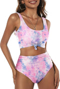 ZAFUL Women's High Waisted Tie Dye Tankini Set - Tummy Control