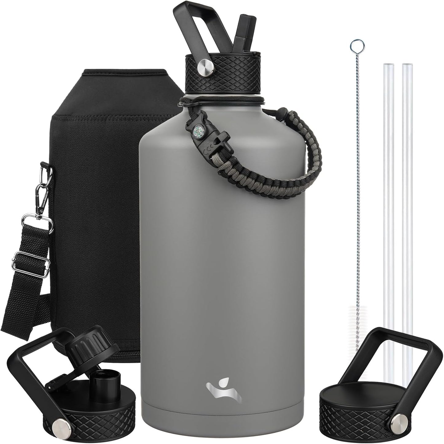 Gallon Insulated Water Bottle with Straw - 128 oz Capacity