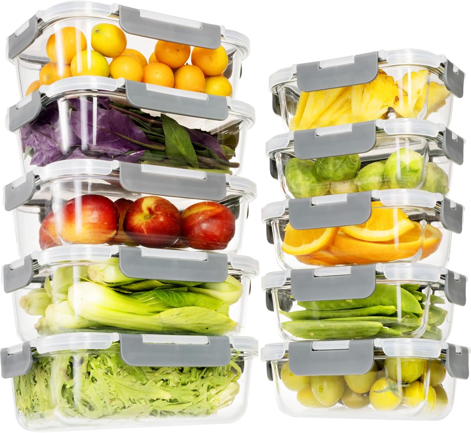 Glass Food Storage Containers with Lids for Meal Prep and More