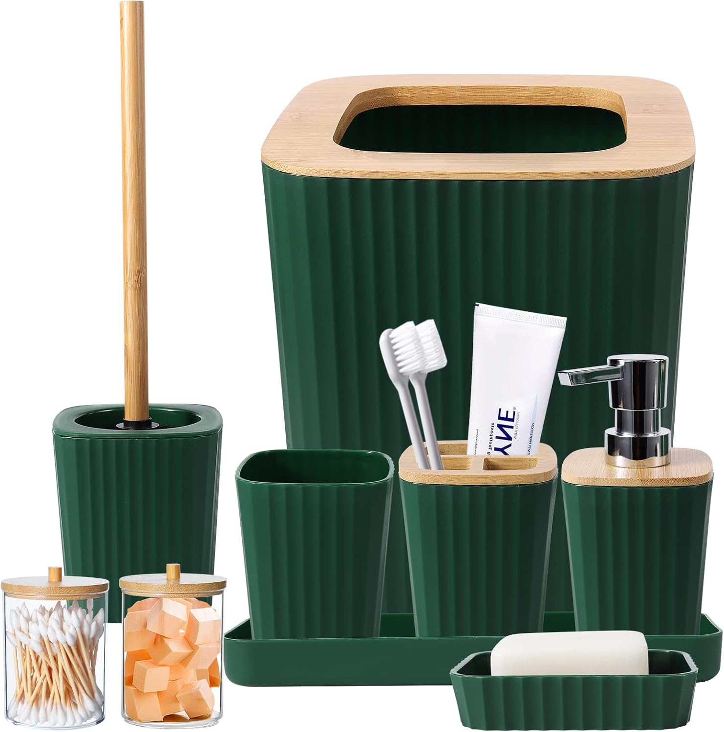 Dark Green Bathroom Accessories Set for Modern Home Decor