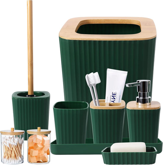 Dark Green Bathroom Accessories Set for Modern Home Decor