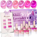 Double Rhythm Cat Eye Gel Nail Polish Set of 6 - Shimmer Lavender Kit