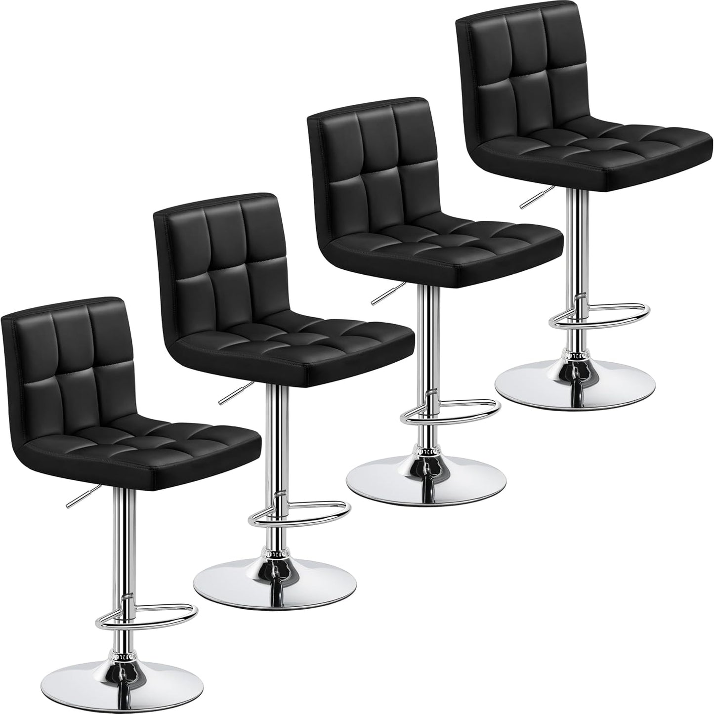 Yaheetech Bar Stools Set of 4 with Adjustable Height and Swivel