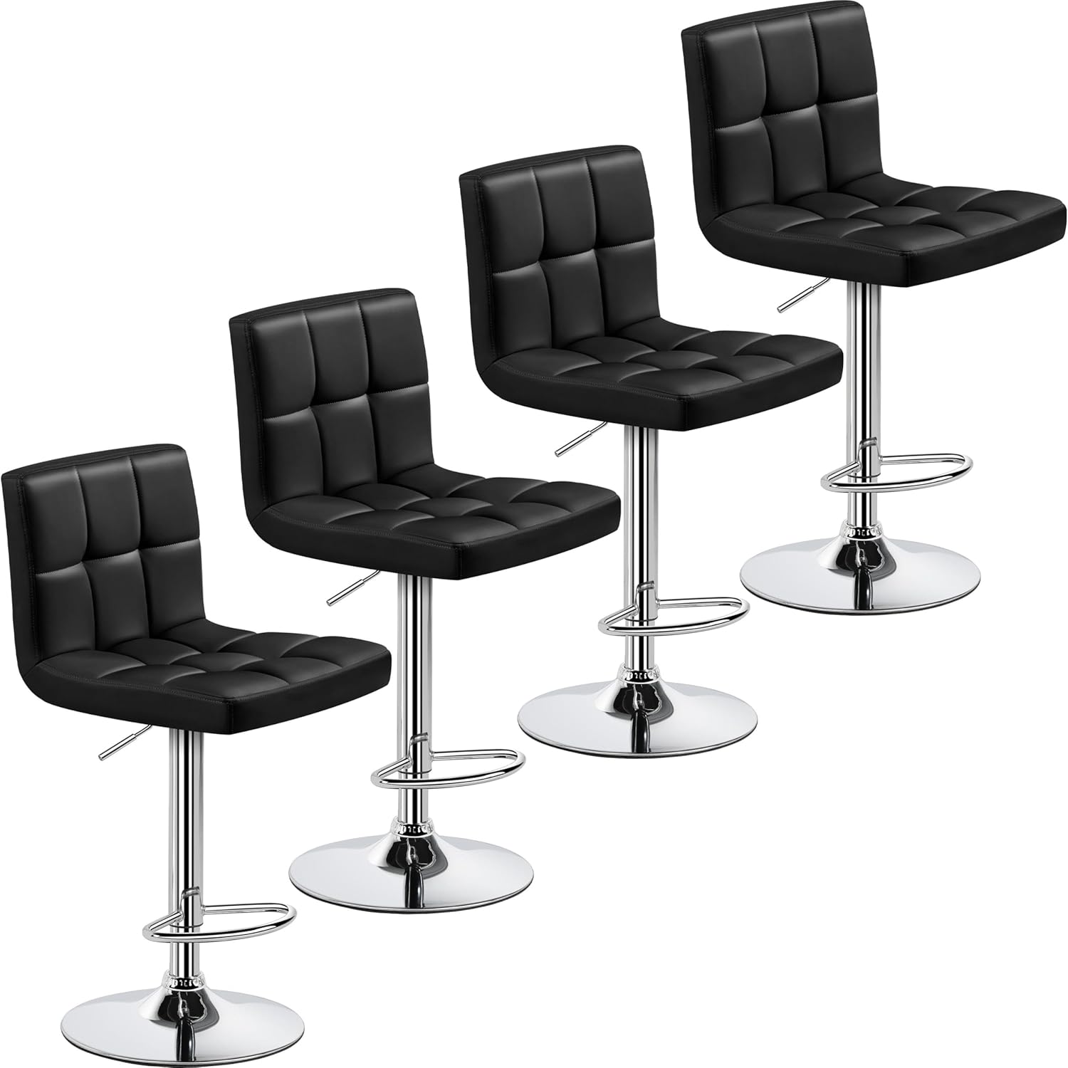 Yaheetech Bar Stools Set of 4 with Adjustable Height and Swivel