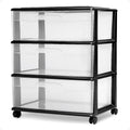 HOMZ Drawer Tower 3-Tier Wide Clear Plastic Storage Cart - Mobile