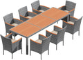 Flamaker 9 Piece Patio Dining Set with Acacia Wood Table and Cushioned