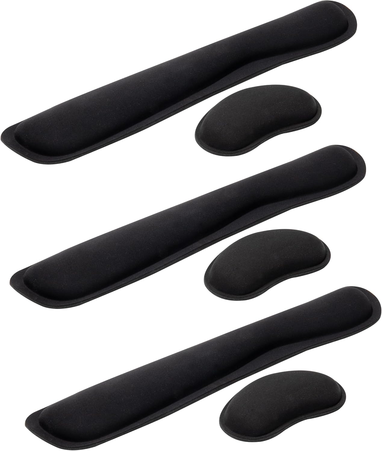 Mind Reader Memory Foam Wrist Rest Set, Gaming Essential, 6 pcs, Black